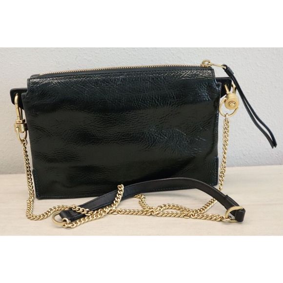 AllSaints Women's Black Fletcher Croc Embossed Leather Crossbody Bag Purse - Picture 2 of 9